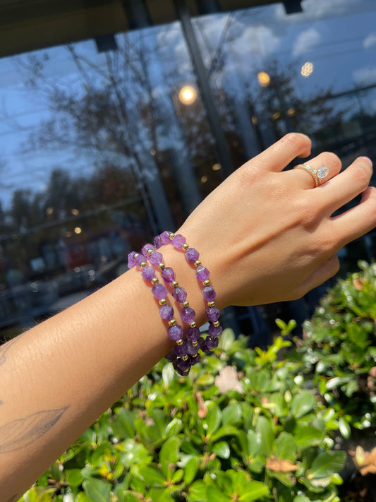 Amethyst & Gold Beaded Bracelet