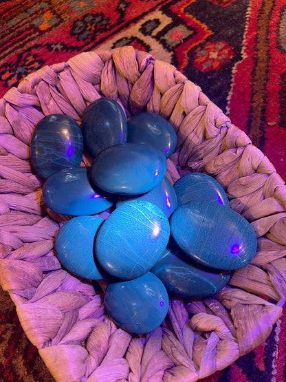 Blue Amber Palm Stones